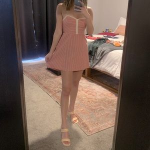 Linen blend pinstripe dress